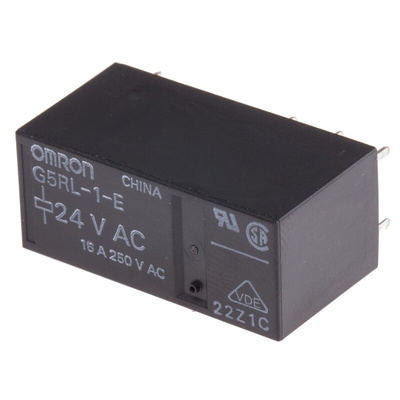 Omron PCB Mount Power Relay, 24V ac Coil, 16A Switching Current, SPDT