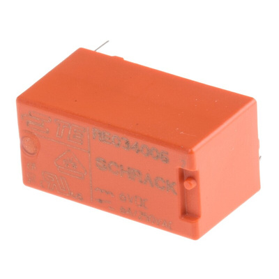 TE Connectivity PCB Mount Power Relay, 6V dc Coil, 6A Switching Current, SPST