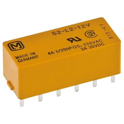 Panasonic PCB Mount Latching Power Relay, 12V dc Coil, 3A Switching Current, DPDT