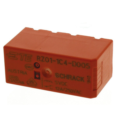 TE Connectivity PCB Mount Power Relay, 5V dc Coil, 12A Switching Current, SPDT