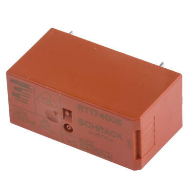 TE Connectivity PCB Mount Non-Latching Relay, 6V dc Coil, 10A Switching Current, SPDT