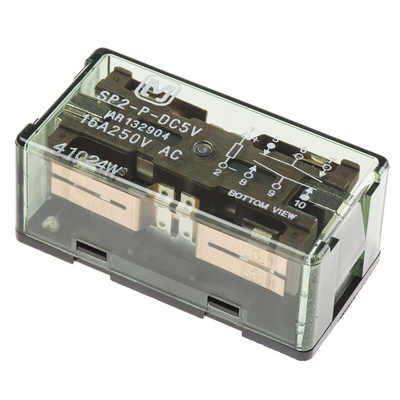 Panasonic DPDT Non-Latching Relay PCB Mount, 5V dc Coil, 15 A