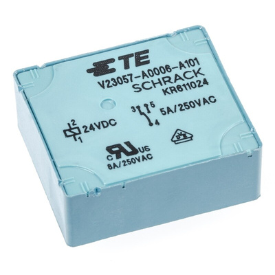TE Connectivity PCB Mount Power Relay, 24V dc Coil, 5A Switching Current, SPDT