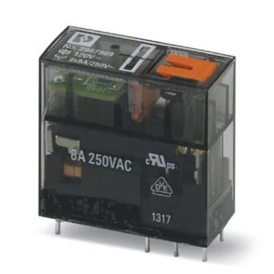 Phoenix Contact DIN Rail Non-Latching Relay, 120V ac Coil, 8A Switching Current