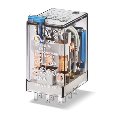 Finder Plug In Relay, 230V ac Coil, 10A Switching Current, 3PDT, 3PDT