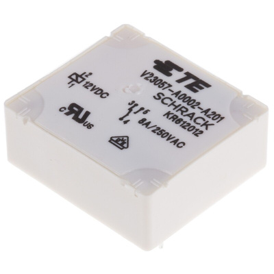 TE Connectivity PCB Mount Power Relay, 12V dc Coil, 8A Switching Current, SPDT