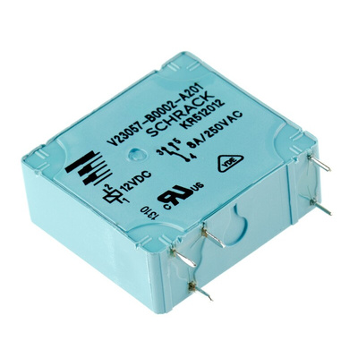 TE Connectivity PCB Mount Power Relay, 12V dc Coil, 8A Switching Current, SPDT