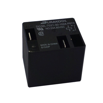 Durakool PCB Mount Power Relay, 24V dc Coil, 45A Switching Current, SPST-NO