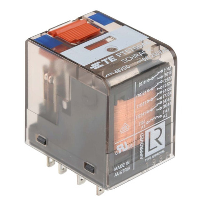 TE Connectivity Plug In Power Relay, 48V dc Coil, 6A Switching Current, 4PDT