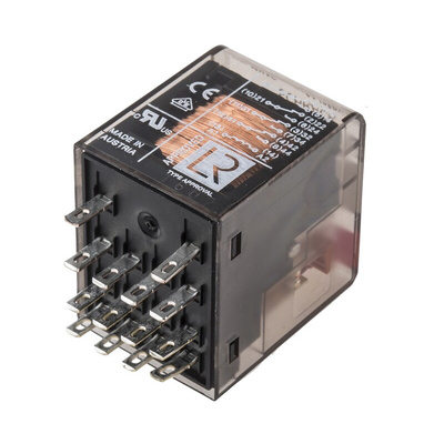 TE Connectivity PCB Mount Power Relay, 12V ac Coil, 6A Switching Current, 4PDT