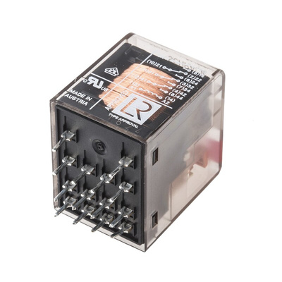 TE Connectivity PCB Mount Power Relay, 24V ac Coil, 6A Switching Current, 4PDT