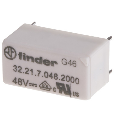 Finder PCB Mount Power Relay, 48V dc Coil, 6A Switching Current, SPDT