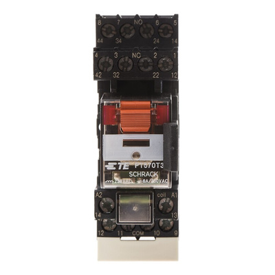 TE Connectivity DIN Rail Power Relay, 230V ac Coil, 6A Switching Current, 4PDT