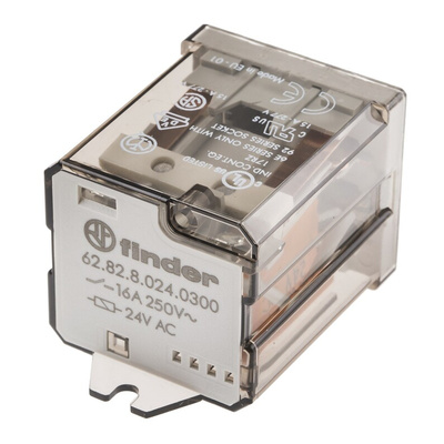 Finder Flange Mount Power Relay, 24V ac Coil, 16A Switching Current, DPST