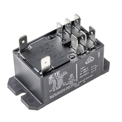 TE Connectivity Flange Mount Power Relay, 24V ac Coil, 30A Switching Current, DPDT