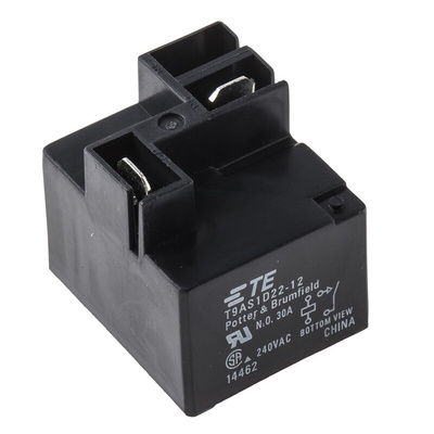 TE Connectivity PCB Mount Power Relay, 12V dc Coil, 30A Switching Current, SPST