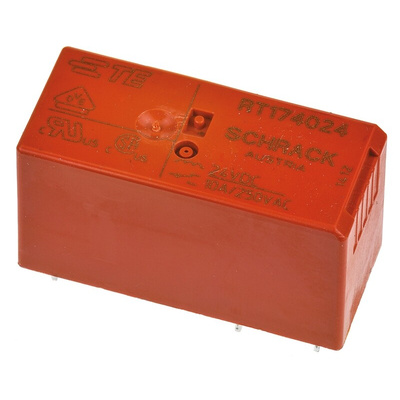 TE Connectivity PCB Mount Power Relay, 24V dc Coil, 10A Switching Current, SPDT