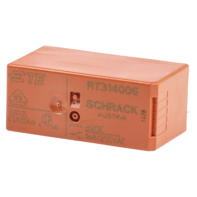 TE Connectivity PCB Mount Power Relay, 6V dc Coil, 16A Switching Current, SPDT