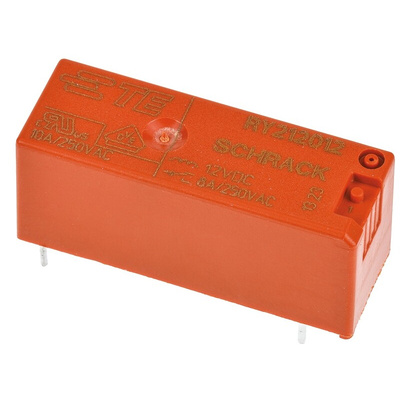 TE Connectivity PCB Mount Power Relay, 12V dc Coil, 8A Switching Current, SPDT