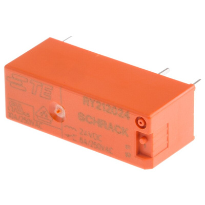 TE Connectivity PCB Mount Power Relay, 24V dc Coil, 8A Switching Current, SPDT
