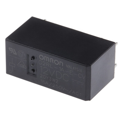 Omron PCB Mount Power Relay, 12V dc Coil, 16A Switching Current, SPST