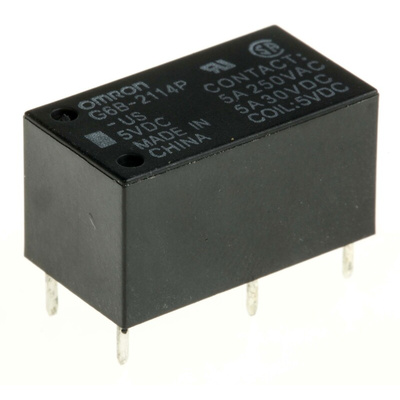 Omron PCB Mount Power Relay, 5V dc Coil, 5A Switching Current, DPST
