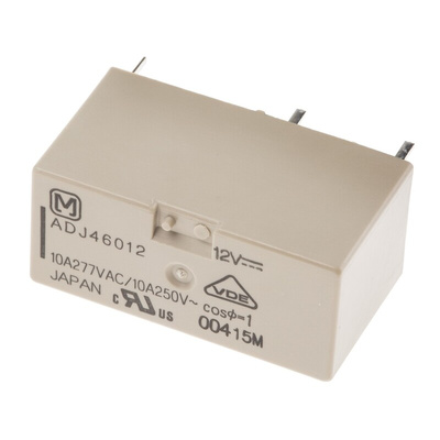 Panasonic PCB Mount Power Relay, 12V dc Coil, 10A Switching Current, DPST