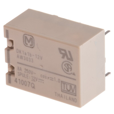 Panasonic PCB Mount Power Relay, 12V dc Coil, 8A Switching Current, DPST