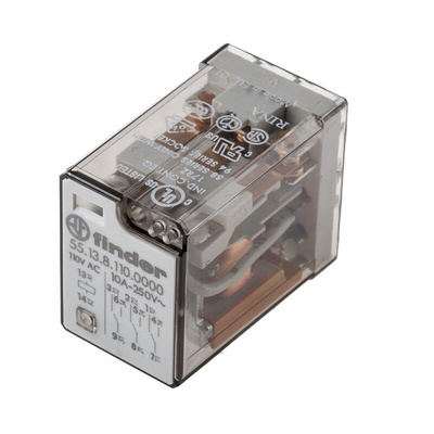 Finder PCB Mount Power Relay, 110V ac Coil, 10A Switching Current, 3PDT
