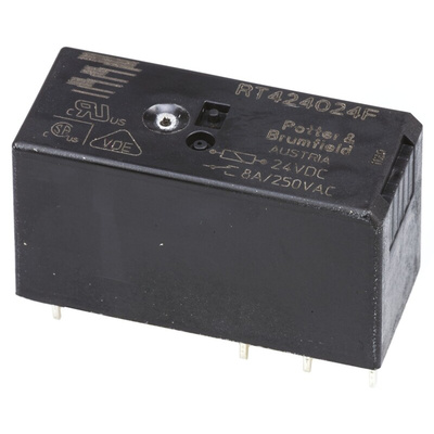 TE Connectivity PCB Mount Non-Latching Relay, 24V dc Coil, 8A Switching Current, DPDT