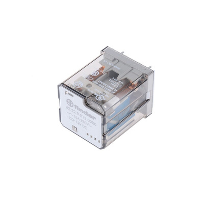 Finder PCB Mount Power Relay, 12V dc Coil, 16A Switching Current, DPDT