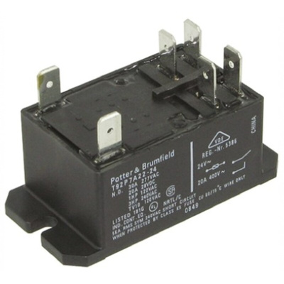 TE Connectivity Panel Mount Power Relay, 24V ac Coil, 30A Switching Current, DPST