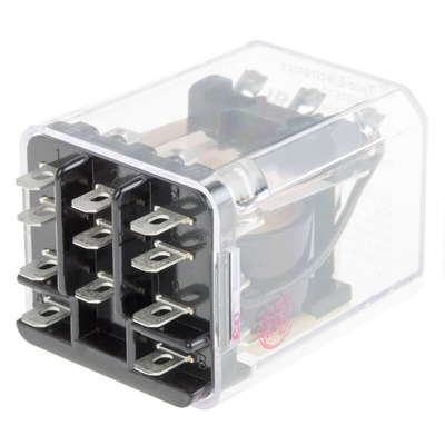 TE Connectivity Plug In Power Relay, 12V dc Coil, 10A Switching Current, 3PDT