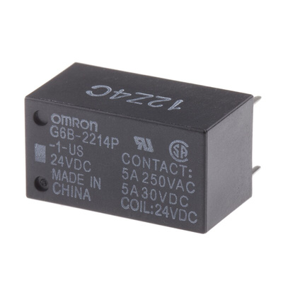 Omron PCB Mount Power Relay, 24V dc Coil, 5A Switching Current, DPST