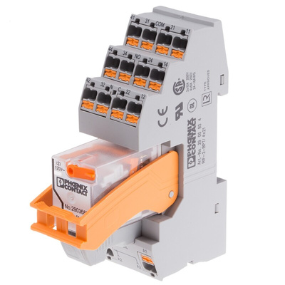 Phoenix Contact DIN Rail Power Relay, 120V ac Coil, 16A Switching Current, 4PDT