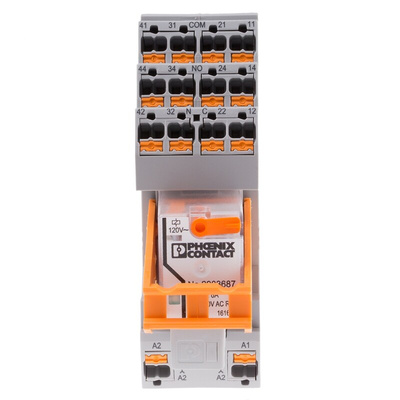 Phoenix Contact DIN Rail Power Relay, 120V ac Coil, 16A Switching Current, 4PDT