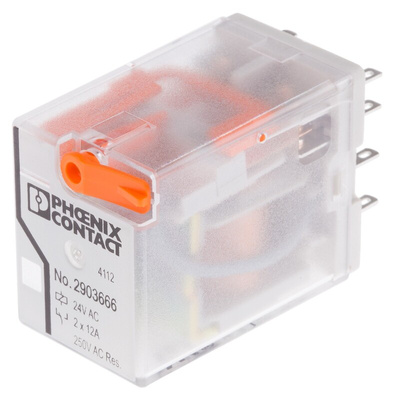 Phoenix Contact PCB Mount Power Relay, 24V ac Coil, 12A Switching Current, DPDT