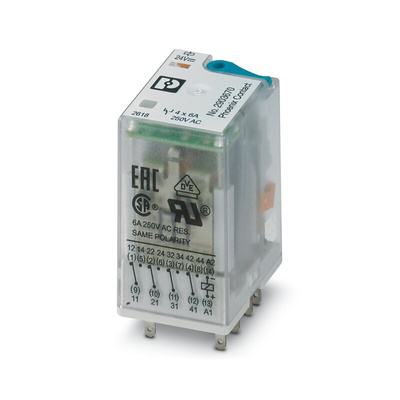 Phoenix Contact PCB Mount Power Relay, 24V dc Coil, 6A Switching Current, 4PDT
