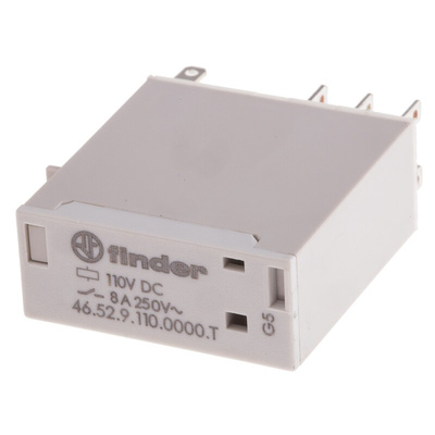 Finder Plug In Power Relay, 110V dc Coil, 8A Switching Current, DPDT