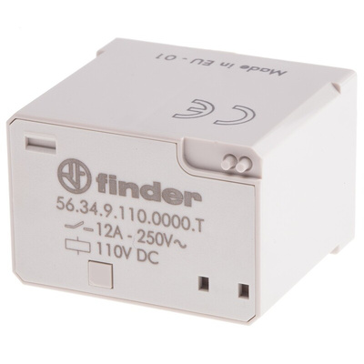 Finder Plug In Power Relay, 110V dc Coil, 12A Switching Current, 4PDT