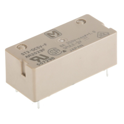 Panasonic PCB Mount Power Relay, 5V dc Coil, 8A Switching Current, DPST
