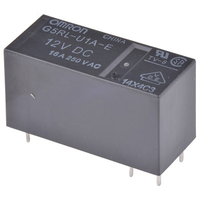 Omron PCB Mount Latching Power Relay, 12V dc Coil, 16A Switching Current, SPST