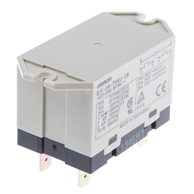 Omron Flange Mount Power Relay, 24V ac Coil, 25A Switching Current, DPST