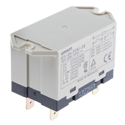 Omron Flange Mount Power Relay, 12V dc Coil, 25A Switching Current, DPST