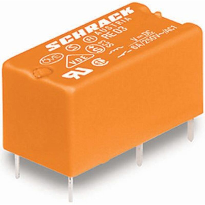 TE Connectivity PCB Mount Power Relay, 24V dc Coil, 6A Switching Current, SPST