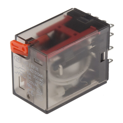 Hongfa Europe GMBH Chassis Mount Power Relay, 120V ac Coil, 5A Switching Current, 4PDT