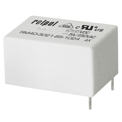 Relpol PCB Mount Power Relay, 12V dc Coil, 5A Switching Current, SPDT