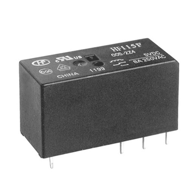 Hongfa Europe GMBH PCB Mount Power Relay, 12V dc Coil, 8A Switching Current, DPDT