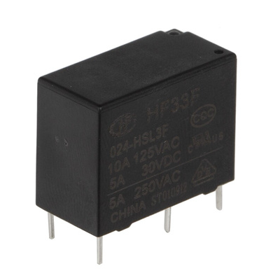 Hongfa Europe GMBH PCB Mount Power Relay, 24V dc Coil, 10A Switching Current, SPST