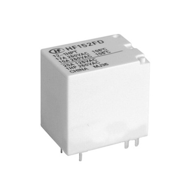 Hongfa Europe GMBH PCB Mount Power Relay, 12V dc Coil, 20A Switching Current, SPST